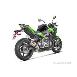 Silencieux AKRAPOVIC Slip-On Kawasaki Z 900 2017-2019 et Z 900 E (A2) 2017-... Coupelle Carbone