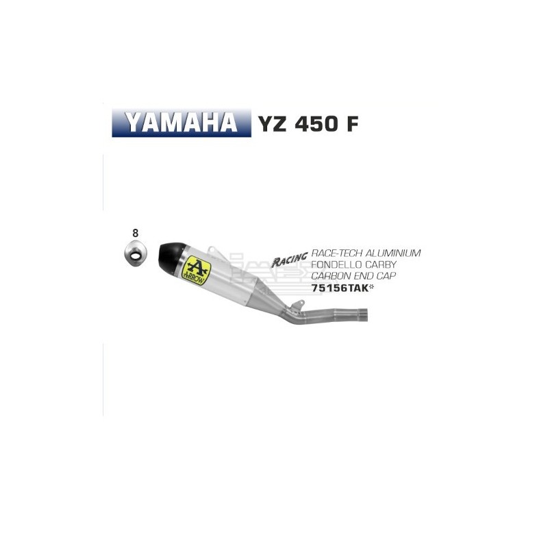Silencieux ARROW RACE TECH Yamaha YZ 450 F 2018-... coupelle carbone Silencieux ARROW RACE TECH Yamaha YZ 450 F 2018-... coupelle carbone