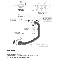 Collecteur sans catalyseur Husqvarna 401 Vitpilen/Svartpilen et KTM 390 Adventure 2020-...
